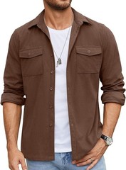Men’s Button Down Waffle Shirt Jacket Casual Shacket Lightweight Overshirts