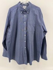 LL Bean 209410 Wrinkle Resistant Button-Down Shirt Long Sleeve 17.5X35 Dark Blue