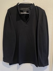 Porsche Design van Laack Lufthansa First Class Men Black Henley Polo Shirt