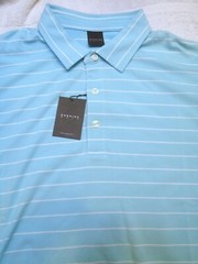 Dunning Golf Performance Fabric Light Blue Striped Polo Golf Shirt NWT XL $89