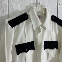 First Class Security Uniform Shirt Mens Large White Black Epaulet Pockets