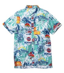 Born Fly Beach House Men’s MEDIUM Button Up Short Sleeve Hawaiian Camp Shirt