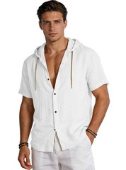 Men’s New American Linen Hooded Breathable Summer Shirt
