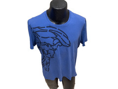 GIANNI VERSACE COLLECTION VTG BLUE GRAPHIC DESIGN S/S COTT T-SHIRT XL /ITALY
