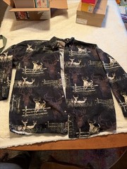 Men’s Size Large Deer Themed Woods And Water Long Sleeve Shirt Hunting