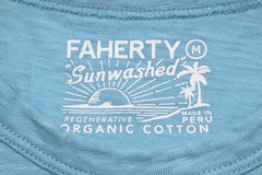 Faherty Sunwashed Crew Neck Tee Organic Cotton Men’s M Sky Blue Short Sleeve