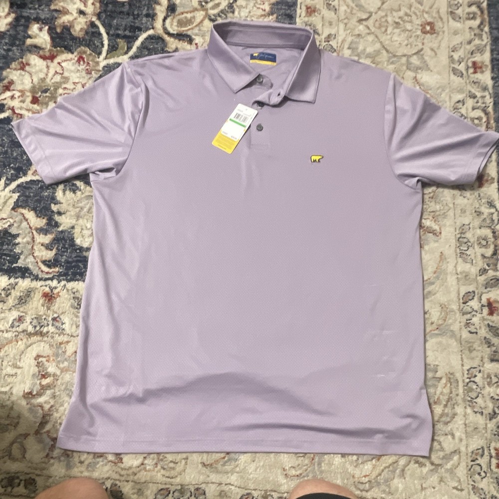 Jack Nicklaus Men’s Purple Solid Logo Polo Shirt Short Sleeve Collared L/G/G