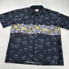 Hilo Hattie Shirt Mens XL Hawaiian Aloha Sea Turtle Print USA Tropical Camp Fun