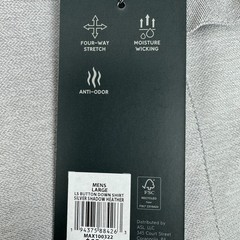 New VRST Button Down Shirt Performance Stretch Mens Large Silver Gray Anti-Odor