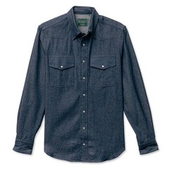 Gitman Vintage $300 NWT Blue 8oz Dark Denim Western Shirt Snap Front L FW25