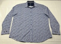 Men’s Con.struct 4 Way Stretch Blue Pink Floral Button Up Long Sleeve Slim XL