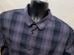 Calvin Klein 100% Egyptian Cotton Purple Plaid Shirt S/S Mens Sz XL Button Front