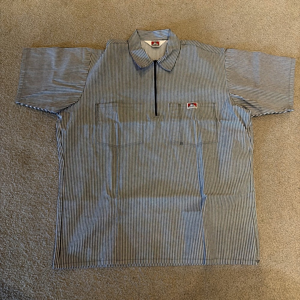 Ben Davis 1/2 Zip Up Work Shirt Solid/Stripes/Plaid Short Sleeve [LR]