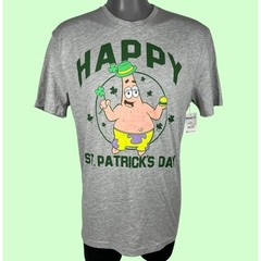 SpongeBob SquarePants Patrick Star St. Patrick’s Day T-Shirt Large Gray NEW!