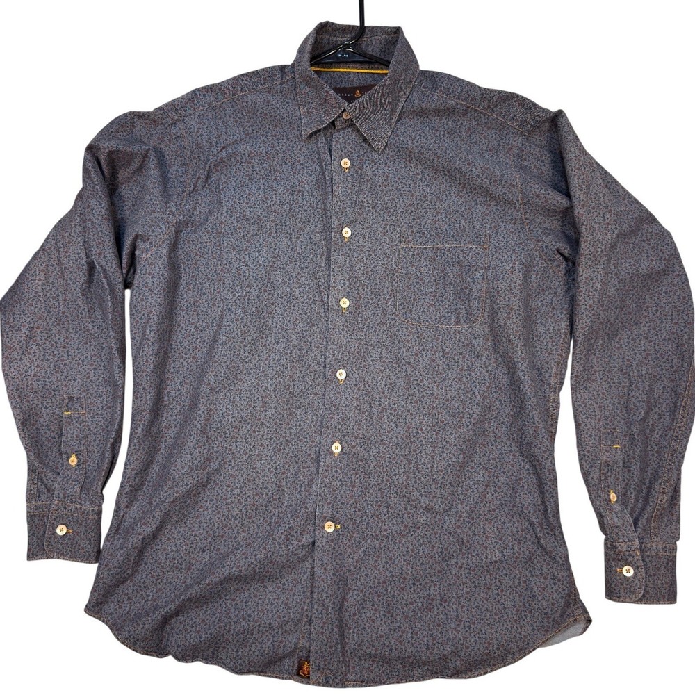 Robert Talbott Button Down M Mens Micro Floral Print Long Sleeve Blue