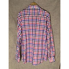 Bugatchi Uomo Shaped Fit Plaid Button Front Shirt Men’s L Multicolor 100% Cotton