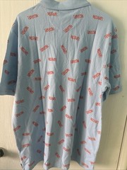 Marvel x Amazon Essentials All-Over Logo Print Pique Polo Shirt Light Blue Large
