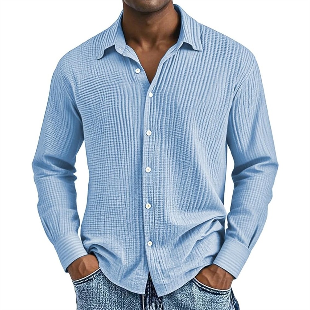Men’s Button Down Shirts Casual Long Sleeve Shirts Summer Beach Shirts