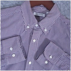 Gustin Purple Gingham Cotton Button Down Shirt Large USA Made Classic Fit