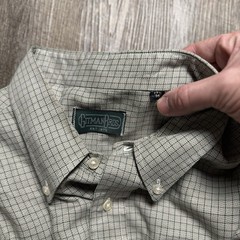 Gitman Bros Grey/Green Plaid Button-Down Long Sleeve Dress Shirt 17 1/2 35