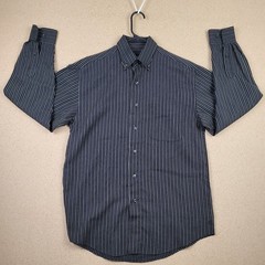 Van Heusen Dress Shirt Men’s S 14-14.5 Black White Pinstripe Textured
