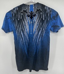 Affliction Live Fast Short Sleeve Vertical SS V Neck Shirt Blue Men’s XL NWT