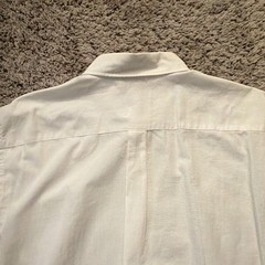 Peter Millar White Solid Short Sleeve Button-Up Shirt, Point Collar, L