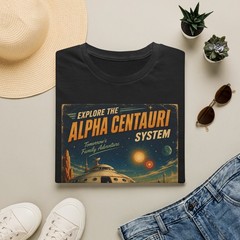 Alpha Centauri System space travel poster T-Shirt | Retro sci-fi planets