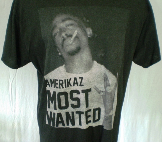 Tupac Shakur 2Pac Black XL T-Shirt Americaz Most Wanted Cotton