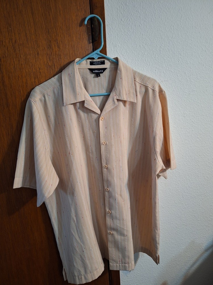 Elliott Short Sleeve Button Shirt Vietnam 97% Polyester/3% Rayon Tan/multicolor