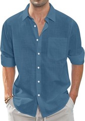 2025 Summer Linen Shirt Men’s – Breathable Long Sleeve Beach Casual Button Up