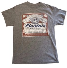 Boston The King Of Sports Gray Unisex Tee Shirt Size Medium, Budweiser Label
