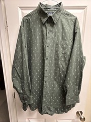 Cutter & Buck Men’s Blue Solid Button-Down Shirt Woven Logo Pocket XXXL B&T