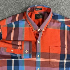 Vintage 7 Diamonds Plaid Button Down Shirt Men’s Size Medium Orange Blue Purple
