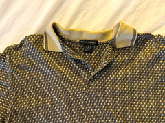VTG Nike Golf Men’s L Regular Gray/Black Geometric Knit Polo Shirt, Logo, Button