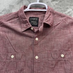 J.CREW Shirt Men’s size Medium chin strap chambray Denim Workwear Casual red