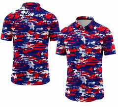 Men’s USA Camo Golf Polo Shirt Patriotic American Flag Short Sleeve Performance