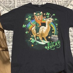 St. Patrick’s Day ‘Lucky’ Funny T-Shirt Cat Leprechaun Llama Unicorn Rainbow LRG