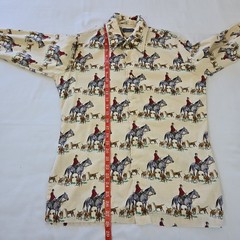 VTG 70s Gant AOP Equestrian Horse Hunting Print Long Sleeve Button Shirt Mens M