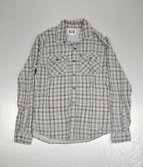 Vintage 90s Converse One Star Button Up Shirt Mens Sm Plaid Flannel Stripe Lined