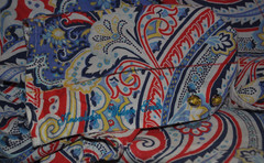 Robert Graham Paisley Embroidered Patchwork Cuffs Button Down Dress Shirt L