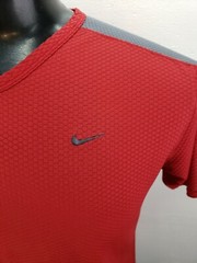 Men’s NIKE SPHERE Red Gray Short Sleeve T-shirt Sz L Large Textured Flex