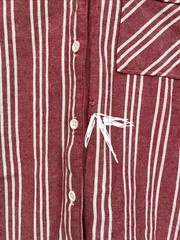Natural Reflections Striped Button Down Shirt Red White Medium 100% Cotton
