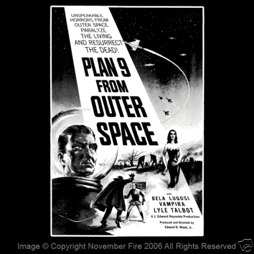 Plan 9 from Outer Space Ed Wood Vampira Zombie Campy Worst Film Shirt NFT096