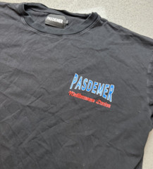 PASADEMER MEDITERRANEAN DESIGN BLACK BLUE RED GRAPHIC T SHIRT SZ L