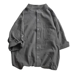 Men’s Japanese Styled Solid Half Sleeve T-Shirt For Stand Collar Regular Length