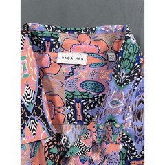 Raga Man Patchwork Print Viscose Button Down Shirt Mens 2X Pink Purple MRW145