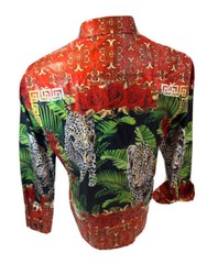 Button Down SHIRTS MEN BAROQUE LONG SLEEVE PARTY LEOPARD FLORAL SNAKESKIN VS128