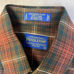 Pendleton Canterbury Cloth Button Down Plaid Shirt Pima Cotton Merino Wool Blend