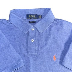 Polo Ralph Lauren Blue Custom Slim Fit Polo Shirt Mens Large Red Pony Logo